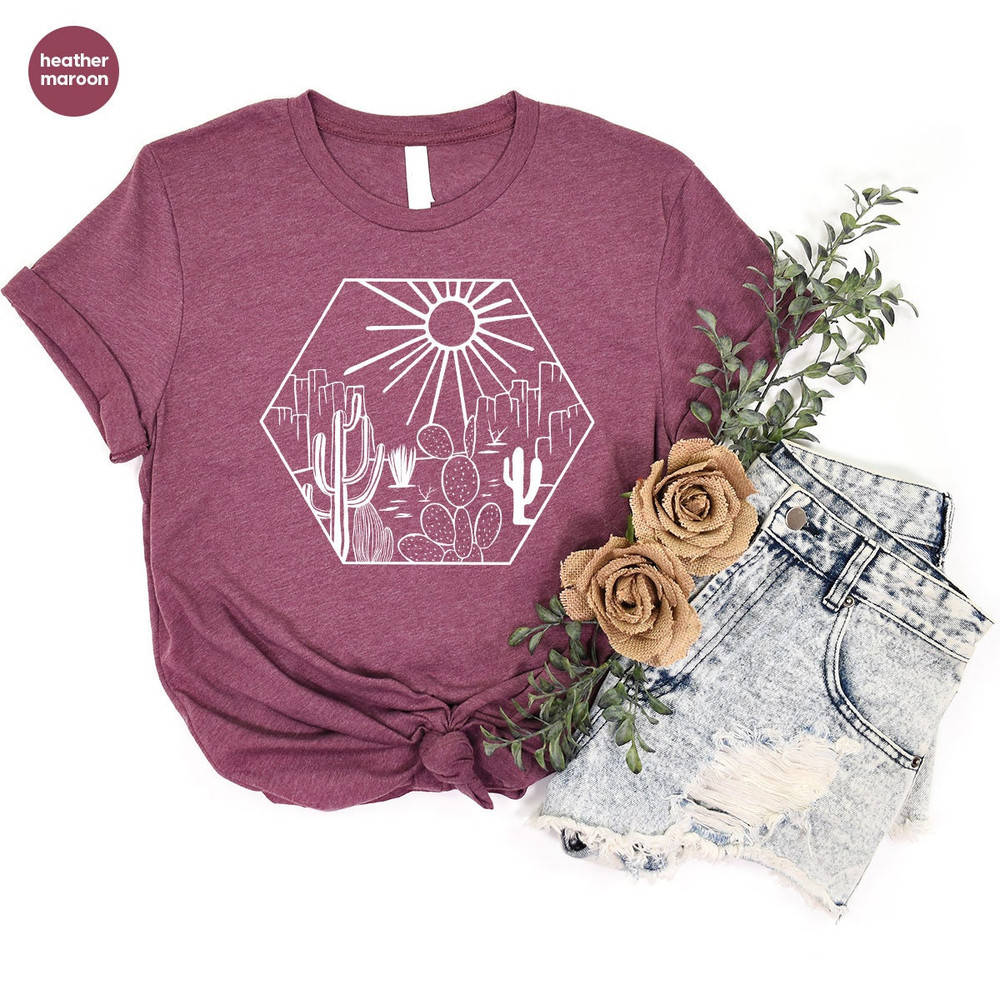 Western Shirt, Adventure Vneck Shirt, Desert Shirt, Nature Graphic Tees, Cactus Shirt, Plant T-Shirt, Summer Tees, Country Shirt - 5.jpg