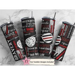 thin red line 20 oz skinny tumbler sublimation design