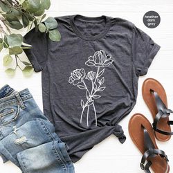 wild flower shirt, botanical tshirt, minimalist tshirts, floral graphic tees, aesthetic shirts, minimal botanical gifts,