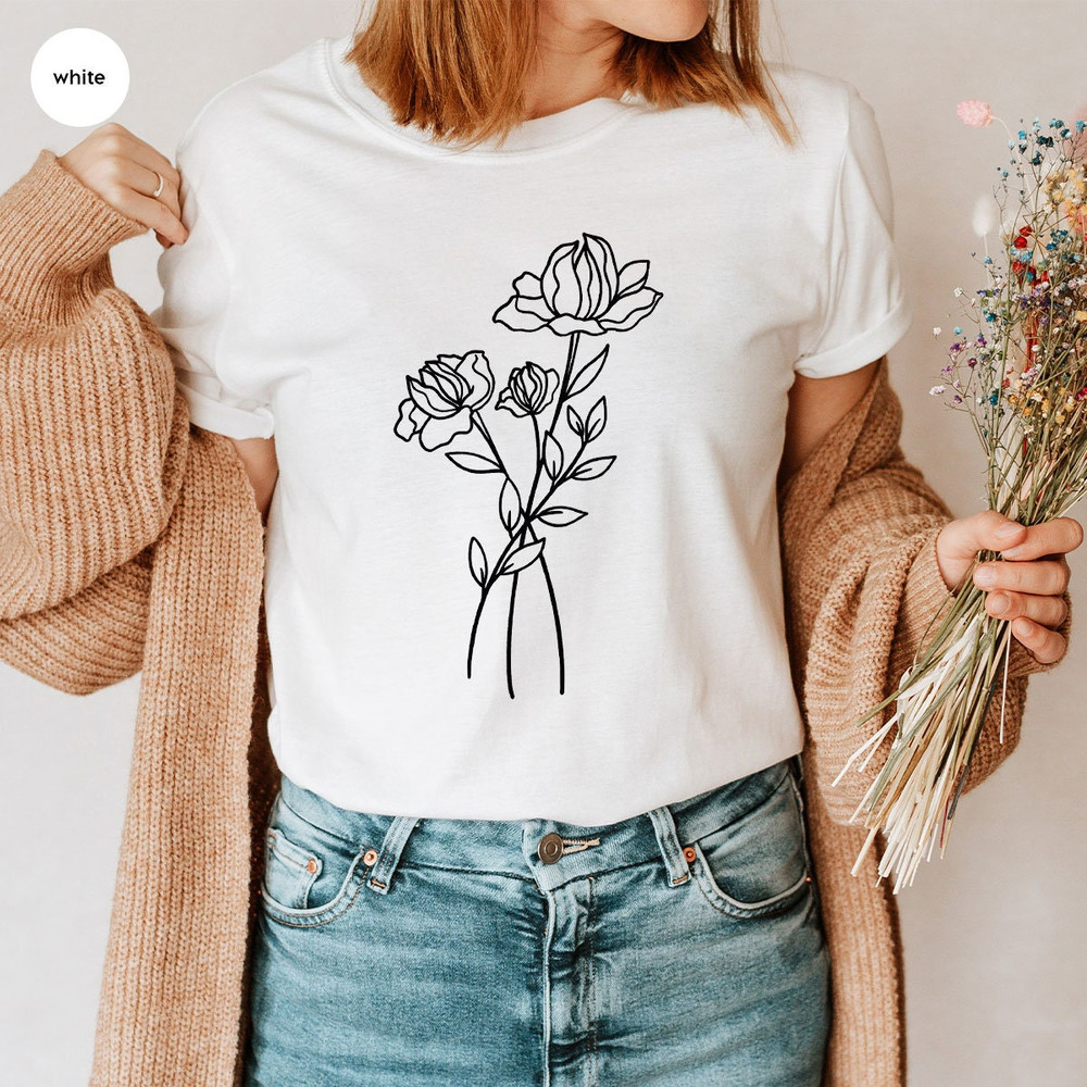 Wild Flower Shirt, Botanical Tshirt, Minimalist Tshirts, Floral Graphic Tees, Aesthetic Shirts, Minimal Botanical Gifts, Gifts for Women - 4.jpg