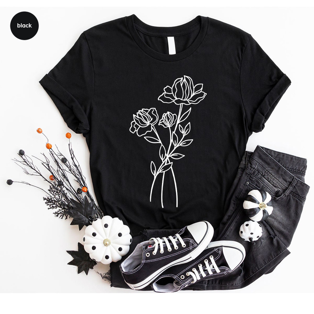 Wild Flower Shirt, Botanical Tshirt, Minimalist Tshirts, Floral Graphic Tees, Aesthetic Shirts, Minimal Botanical Gifts, Gifts for Women - 6.jpg