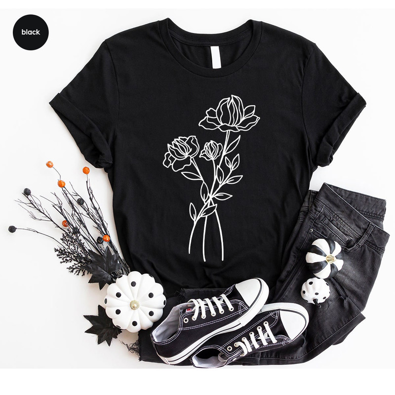 Wild Flower Shirt, Botanical Tshirt, Minimalist Tshirts, Floral Graphic Tees, Aesthetic Shirts, Minimal Botanical Gifts, Gifts for Women - 6.jpg