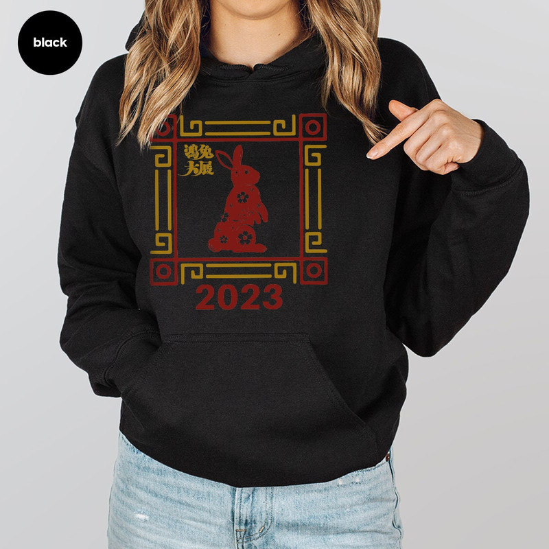 Year of the Rabbit 2023 Long Sleeve Tees, Lunar New Year Party Crewneck Sweatshirt, Chinese New Year 2023 Hooded, Chinese Rabbit Year Hoodie - 6.jpg
