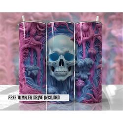 3D Halloween Tumbler Wrap Creepy Fluro Skull Tumbler Wraps