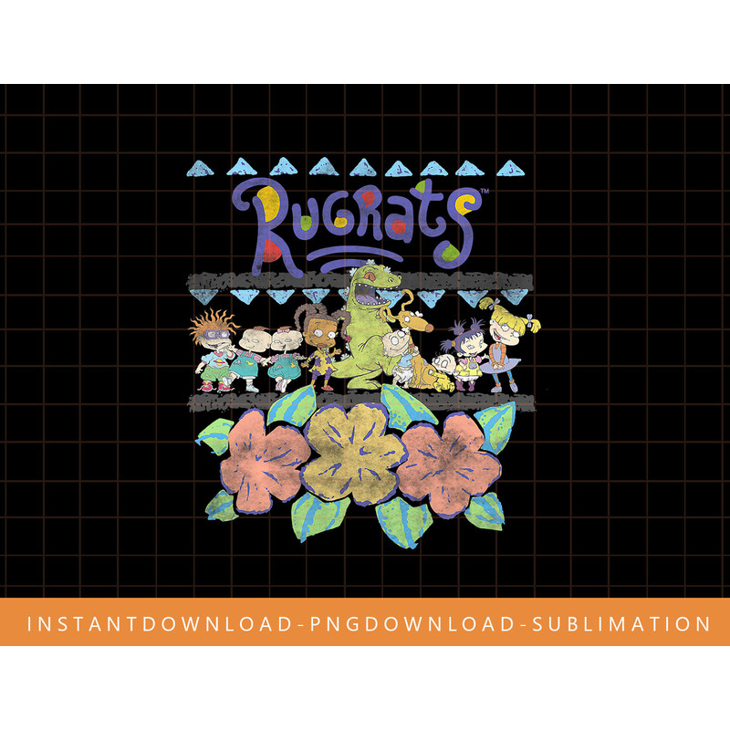 Rugrats Group Shot Tropical Floral png, sublimate, digital print.jpg