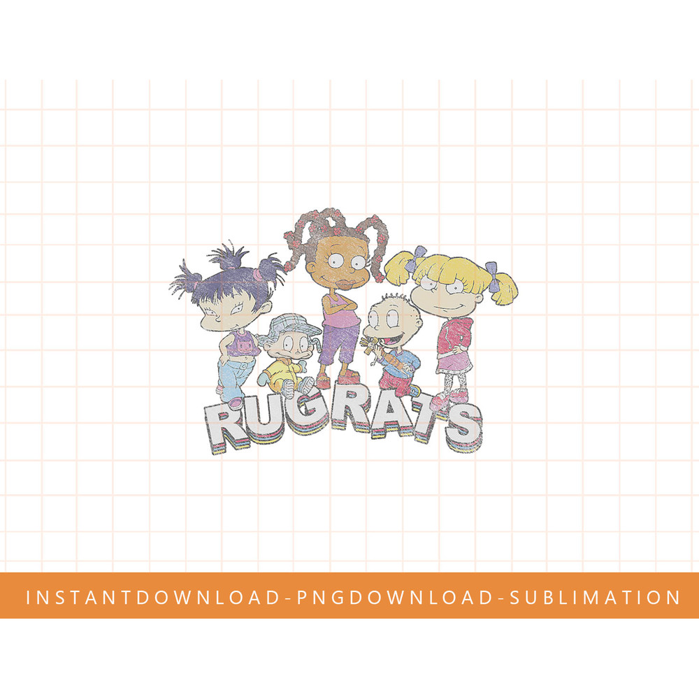 Rugrats Group Shot Vintage Distressed Block Text png, sublimate, digital print.jpg