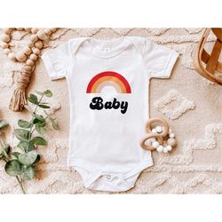 retro rainbow baby onesie | t-shirt | 70s, new mom baby shower gift, mommy to be, mama, modern boho