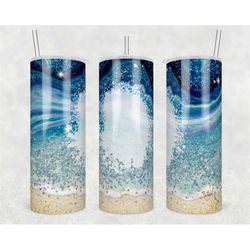 20 oz skinny tumbler blank ocean beach crashing waves