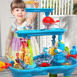 Kids Sand Water Table For Toddlers,Play Table Toys For Toddlers Kids, Activity Sensory Tables Outside Beach Toys For Tod