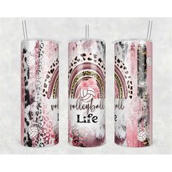 20oz skinny tumbler volleyball leopard designs