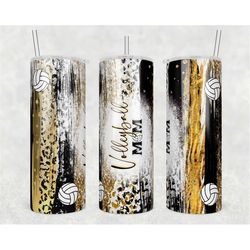 20oz skinny tumbler black gold volleyball leopard designs
