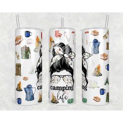 20oz skinny tumbler camping life is the best life