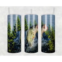 20 oz skinny tumbler sublimation bass fishing wrap