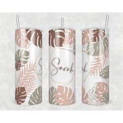 custom name 20 oz skinny tumbler sublimation monstera
