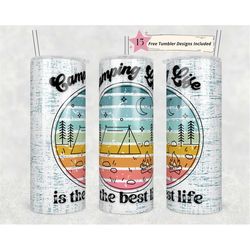 20oz skinny tumbler camping life is the best life retro