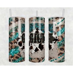 20oz skinny tumbler cowhide gigi leopard cheetah glitter