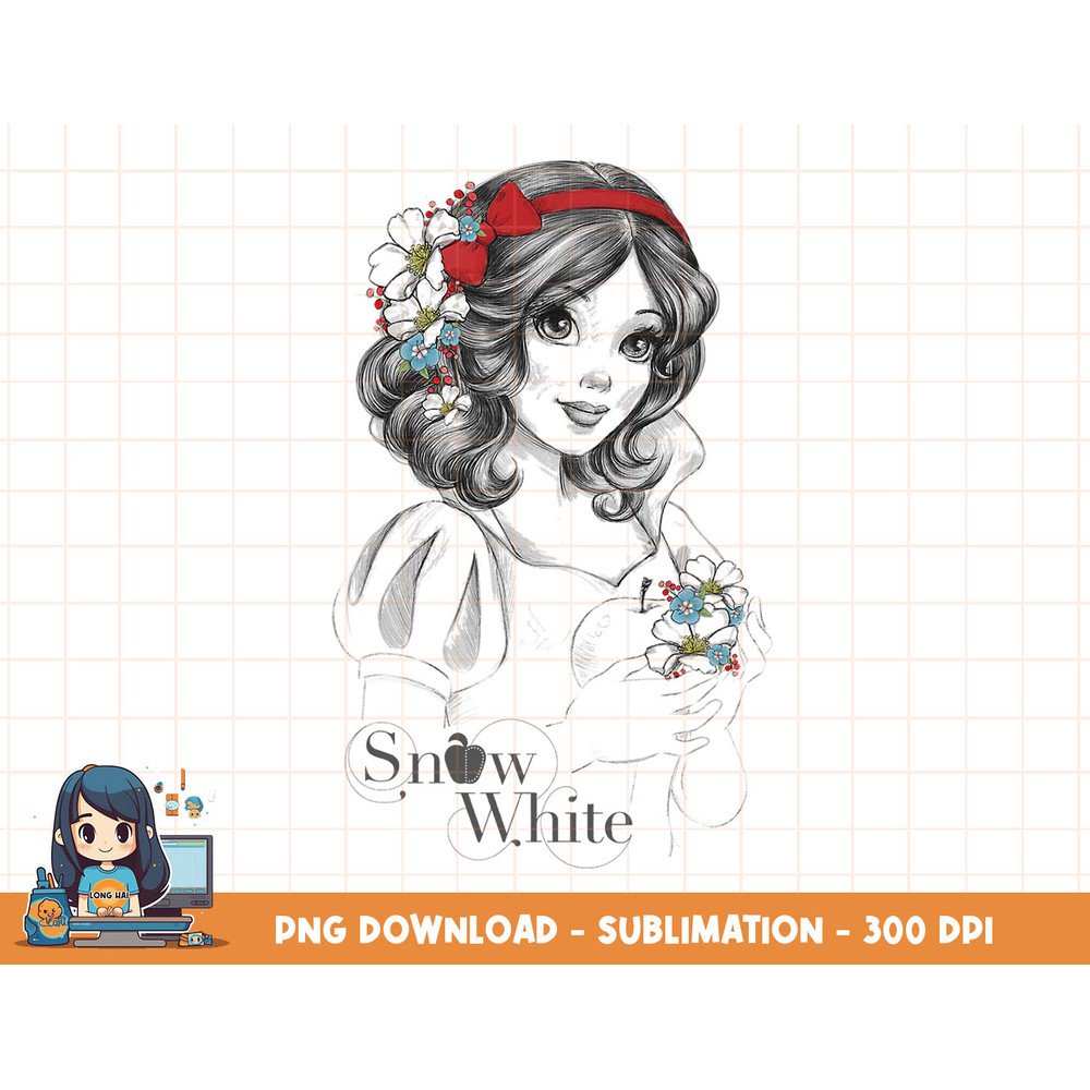 Disney Snow White Floral Sketch Logo png, sublimation, digital print.jpg