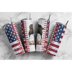20oz skinny tumbler baseball leopard designs