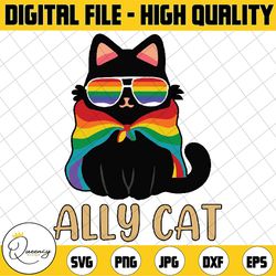 lgbt ally cat be kind gay rainbow funny lgbtq svg, ally cat lgbt gay rainbow pride flag png,  ally cat lgbt glasses svg,
