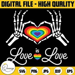 love is love skeleton hands svg, lgbt svg, rainbow lgbt flag, lgbtq, lgbt pride png, gay pride, gender equality, digital