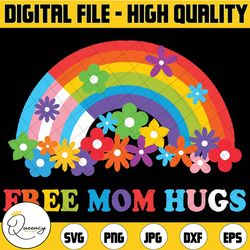 free mom hugs flower rainbow svg, lgbtq pride png, pride month png, gay pride, free mom hugs rainbow png sublimation