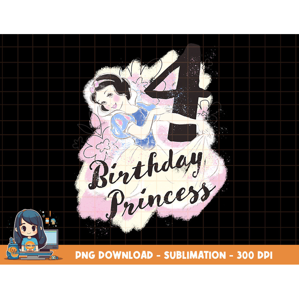 Disney Snow White Fourth Birthday Princess png, sublimation, digital print.jpg