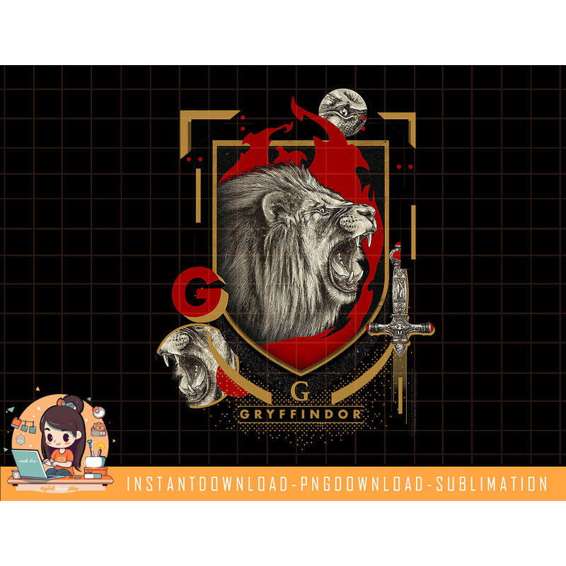 Harry Potter Gryffindor Shield Realistic Lion png, sublimate, digital download.jpg