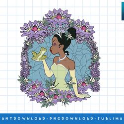 disney princess and the frog tiana floral frame portrait png, sublimate, digital print