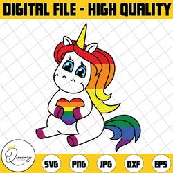 gay pride unicorn heart rainbow flag lgbt svg, gay unicorn rainbow svg, pride flag lgbt svg, digital download