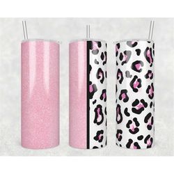 20oz skinny tumbler  pink glitter leopard cheetah glitter