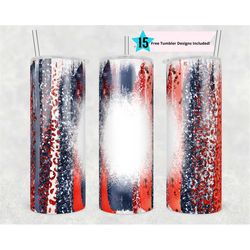 20oz skinny tumbler blank red blue leopard glitter
