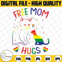 free mom hugs lgbt cat gay pride rainbow svg, lesbian svg, lgbt rainbow cat, lgbt quotes, digital download