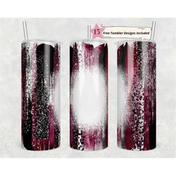 20oz skinny tumbler blank black maroon leopard print