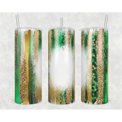 20oz skinny tumbler blank green gold leopard glitter