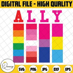 proud ally pride rainbow lgbt ally svg, gay ally, pride month png, rainbow hearts design, rainbow sublimation