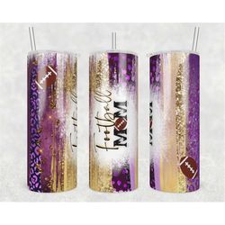 20oz skinny tumbler purple gold football leopard designs