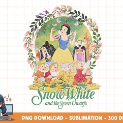 disney snow white group shot classic poster floral wreath png, sublimation, digital print