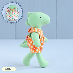 PDF Mini Dinosaur Doll with Egg-shaped Sleeping Bag Sewing Pattern