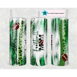 20oz skinny tumbler green white football leopard designs