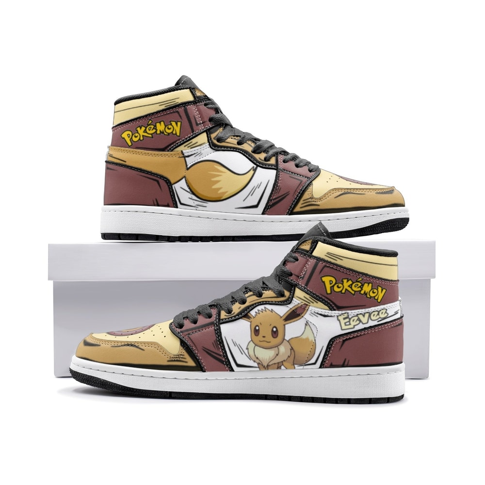 Eevee Pokemon JD1 Shoes, Eevee Pokemon Jordan 1 Shoes, Eevee Shoes, Pokemon Sneakers, Eevee Pokemon Shoes