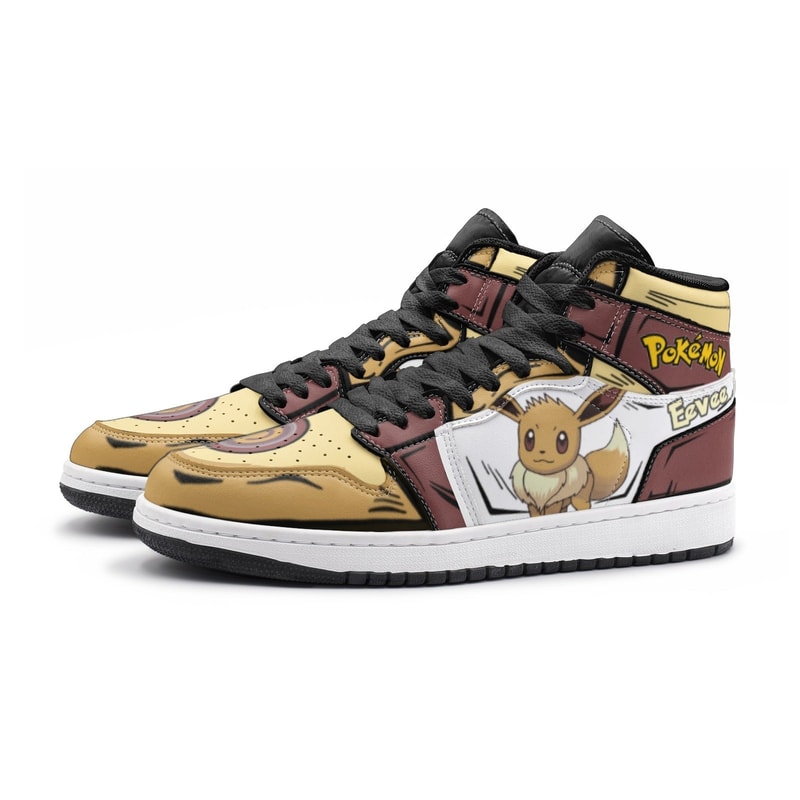 Eevee Pokemon JD1 Shoes, Eevee Pokemon Jordan 1 Shoes, Eevee Shoes, Pokemon Sneakers, Eevee Pokemon Shoes