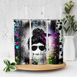 20oz skinny tumbler mom life cowhide print sublimation