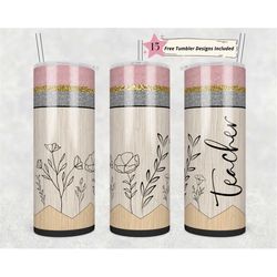 20 oz skinny tumbler teacher pencil sublimation design