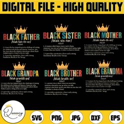 juneteenth family matching svg, black family noun svg, black father, black mother, black grandma, juneteenth png, sublim