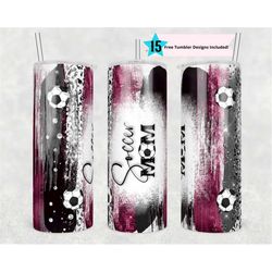 20oz skinny tumbler black grey maroon soccer leopard