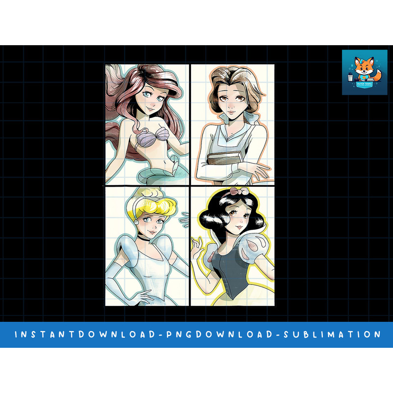 Disney Princess Anime Sketch Panels png, sublimate, digital print.jpg