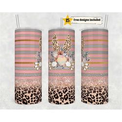 20oz skinny tumbler easter bunny floral sublimation design