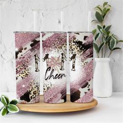 20oz skinny tumbler cheer mom leopard cow print designs