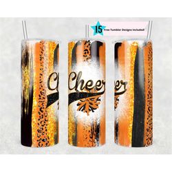 cheer orange black glitter brushstrokes, cheerleading