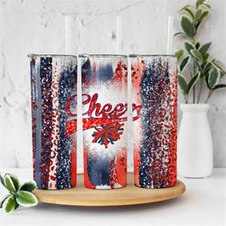 cheer blue red glitter brushstrokes, cheerleading leopard